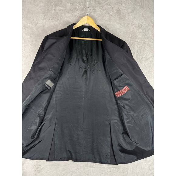 Arturo Calle Made in Italy 46L Long 38x30 Wool Two-Piece Suit Black Pinstriped - Picture 4 of 9